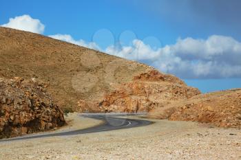 Deserted road. Wonderful winter day in the Judean desert.