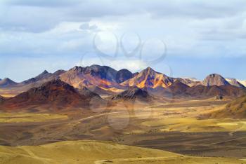 Magnificent landscape. Desert Sinai in the beginning of winter