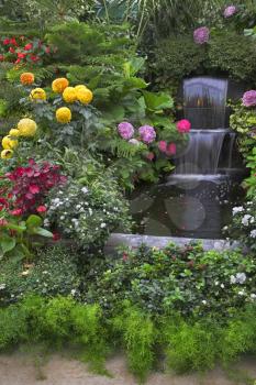 A charming two-cascade falls in well-known Butchart Gardens