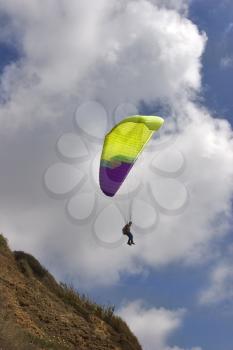  Flight on an operated parachute along coast of Mediterranean sea