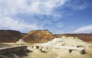 Picturesque ancient mountains, desert and canyon about the Dead Sea in Israel     