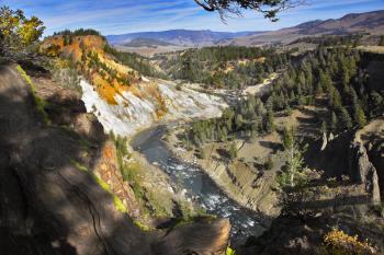 Woody canyon of the river in well-known Yellowstone national park. More magnificent pictures from the American and Canadian National parks you can look hundreds in my portfolio. Welcome!