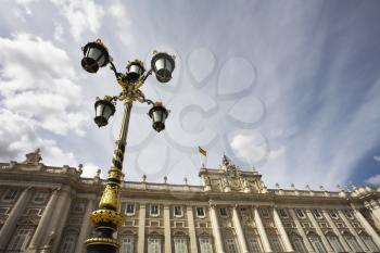 Charming lantern in style of a baroque on the area a royal palace in Madrid