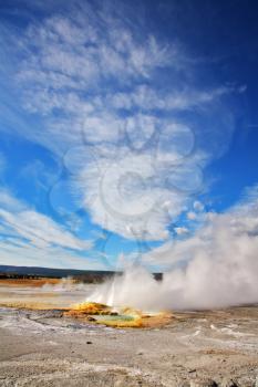 Autumn to Yellowstone national park. The well-known geysers and hot sources