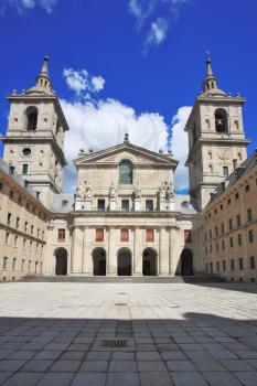 Enormous monument of medieval religious architecture of Escorial in Spain. Monastery and Site of the Escorial, Madrid