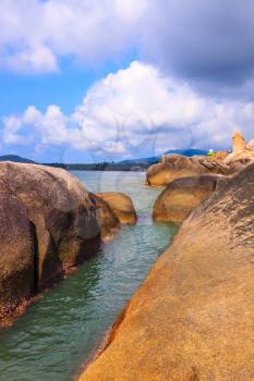 Lamai Beach in Koh Samui, Thailand. Huge stones polished smooth sea