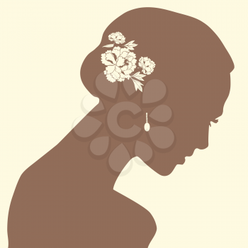 Royalty Free Clipart Image of a Woman's Profile With a Flower in Her Hair