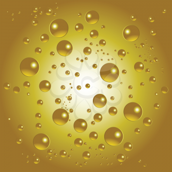 Royalty Free Clipart Image of a Gold Background With Bubbles