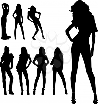 Royalty Free Clipart Image of Silhouettes of Long-Legged Women