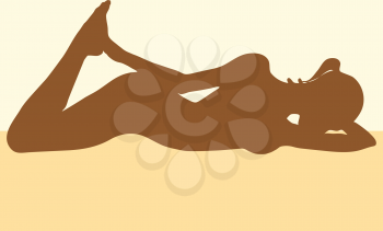 Royalty Free Clipart Image of a Woman Lying Down Holding Her Foot
