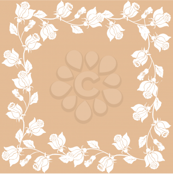 Royalty Free Clipart Image of White Roses on a Cream Card