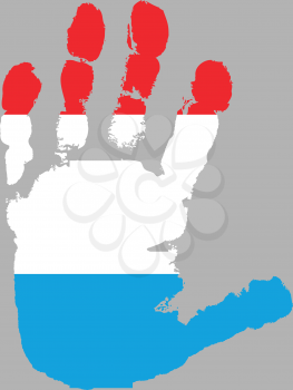 Royalty Free Clipart Image of a Luxembourg Flag on a Hand