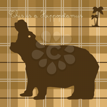 Royalty Free Clipart Image of a Hippopotamus on a Plaid Background