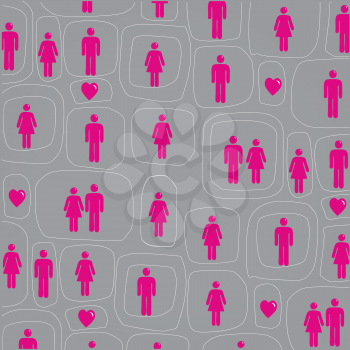 Royalty Free Clipart Image of Pink People on a Grey Background
