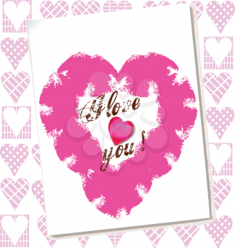 Royalty Free Clipart Image of a Valentine Card With Hearts