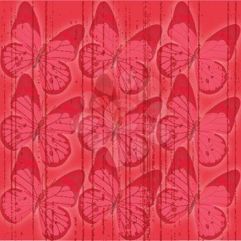 Royalty Free Clipart Image of Red Butterflies on a Grunge Background
