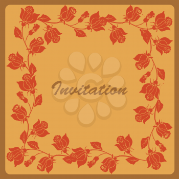 Royalty Free Clipart Image of an Invitation Framed With Roses