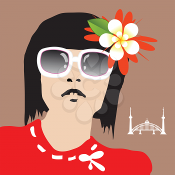 fashion girl with sunglasses and flower