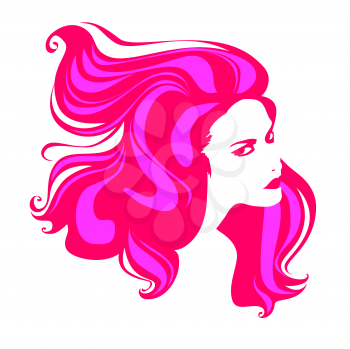 beautiful woman portrait with pink hair