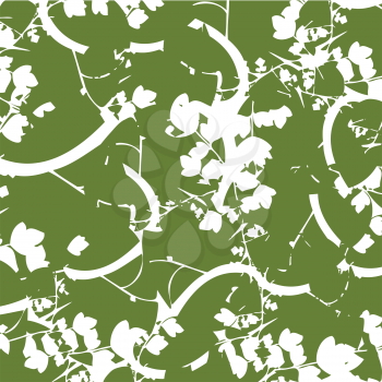 abstract white flowers on green background