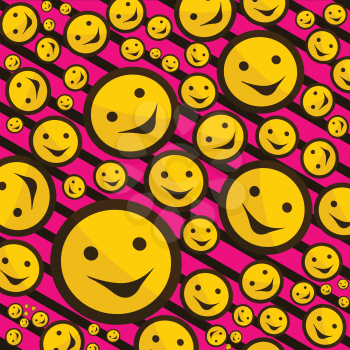 smiley signs on pink striped background