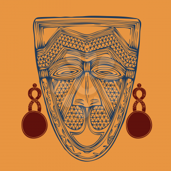 african mask with heavy earings