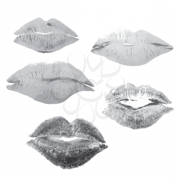 grunge lips collection on white background