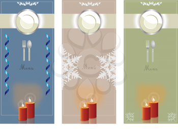 menu collection cards with candles