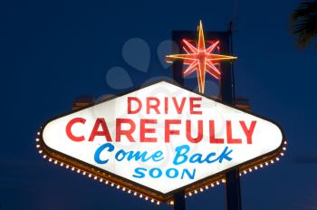 Royalty Free Photo of the Drive Carefully Sign at Las Vegas