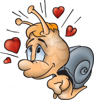 Royalty Free Clipart Image of a Snail in Love