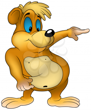 Royalty Free Clipart Image of a Pointing Bear
