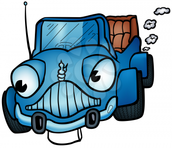 Royalty Free Clipart Image of a Blue Convertible