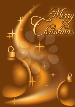 Royalty Free Clipart Image of a Merry Christmas Greeting With Ornaments