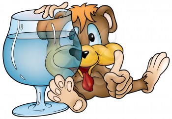 Royalty Free Clipart Image of a Drinking Bear