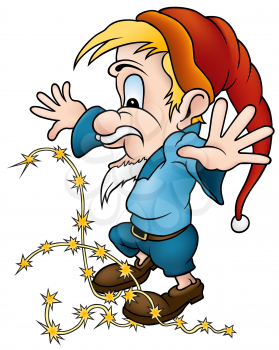 Royalty Free Clipart Image of a Dwarf and Sparks