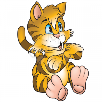 Royalty Free Clipart Image of a Tiger Kitten