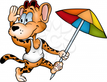 Royalty Free Clipart Image of a Leopard at the Beach