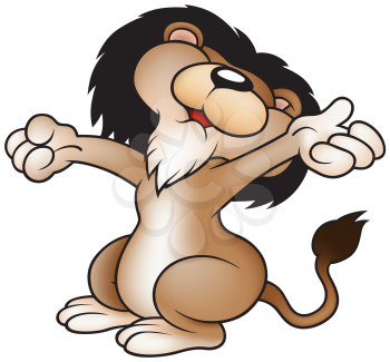 Royalty Free Clipart Image of a Lion Stretching