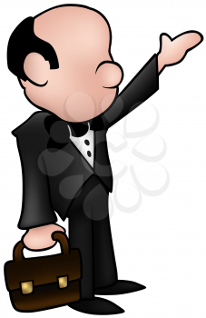Royalty Free Clipart Image of a Faceless Guy With a Briefcase