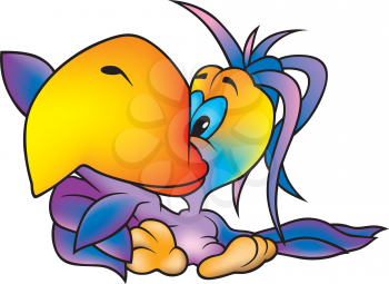 Royalty Free Clipart Image of a Purple Parrot
