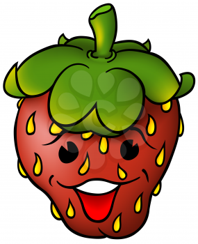 Royalty Free Clipart Image of a Smiling Strawberry