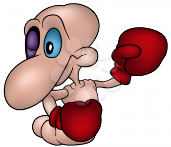 Royalty Free Clipart Image of a Worm Boxing