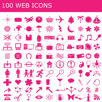 Royalty Free Clipart Image of 100 Web Icons
