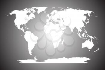 White world map on grey background
