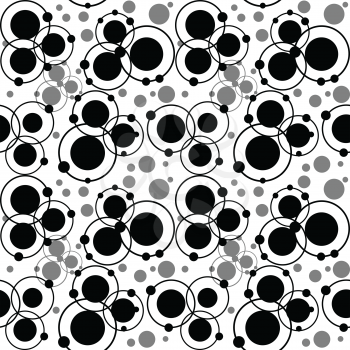 Black circles and dots pattern, abstract background