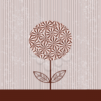Brown striped background with flowers