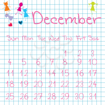 Royalty Free Clipart Image of a December Calendar