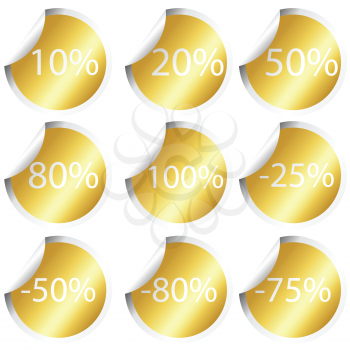 Golden stickers with percents