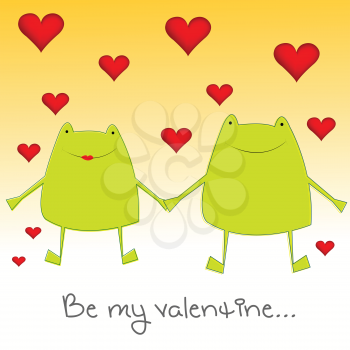 Valentine's day card with frogs