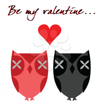 Valentine's day card with owls